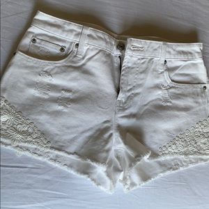 white lace denim shorts